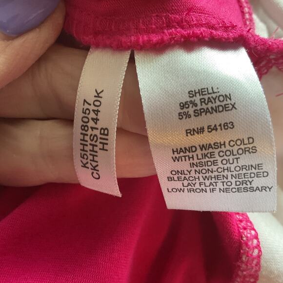 Calvin Klein Hot Pink W/White Hem Sleeveless Jersey Tank M - Picture 5 of 6